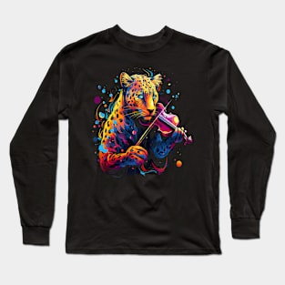 Leopard Playing Violin Long Sleeve T-Shirt